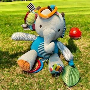 Skip Hop Plush Elephant Bandana Buddies Nursery Baby Shower Gift Crinkle Teether